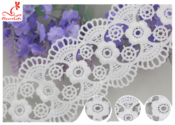 DTM Embroidered Floral Guipure Water Soluble Lace Trim Pass SGS Certificate