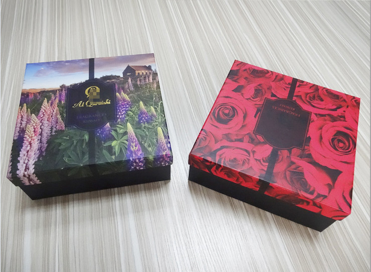 Custom folding lid and base black art paper scarf packaging box / underwear packaging box