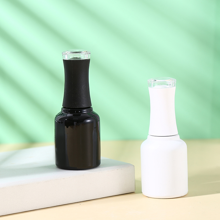 2025 Empty 8ml 15ml Brown Glass Round Nail Polish Bottles With Cap and Fan Brush for Nail Art Hot Stamping Graphic Design