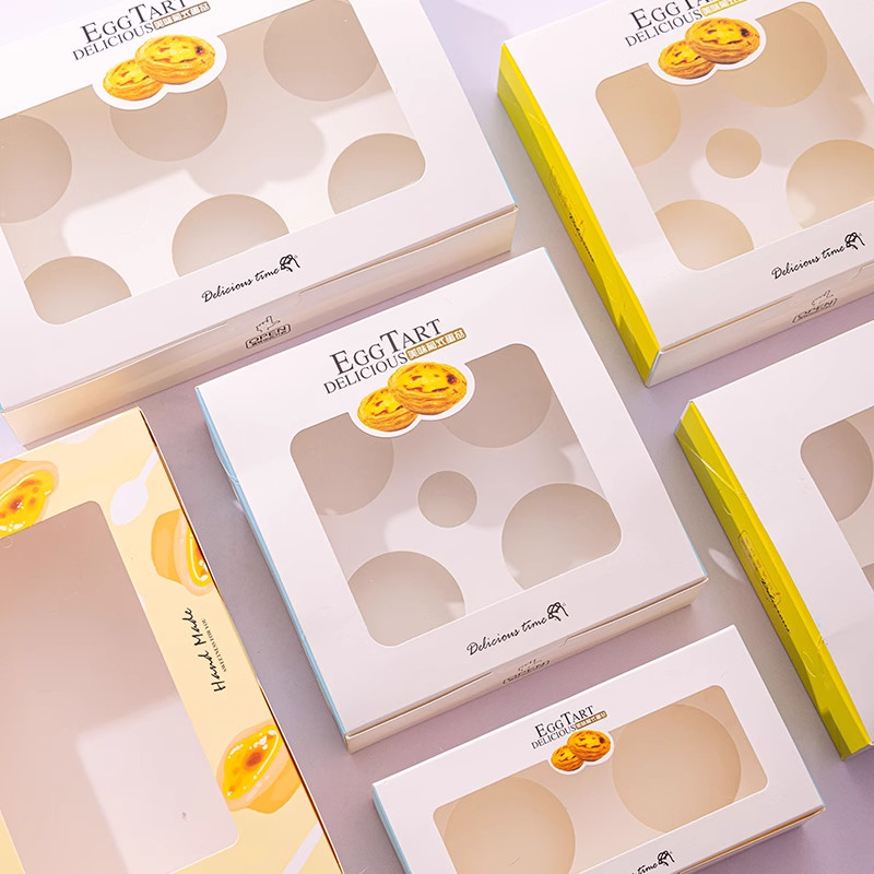 Professional Egg Tart Box Cake Packaging Boxes with Matt Lamination and Offset Printing