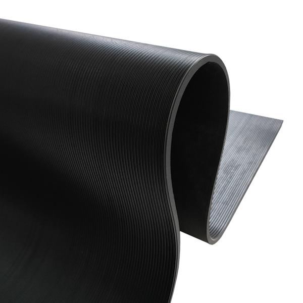 Anti Slip Black Garage Rubber Mat Flooring Custom Pattern Corrugated Fine Ribbed