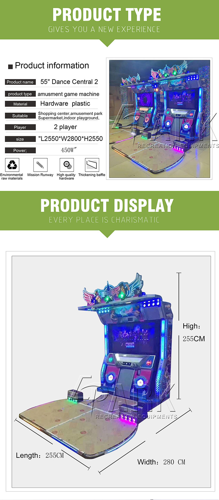 55 Inch Amusement Game Machine , LED Push Coin Game Dance Dance Revolution Arcade Machine