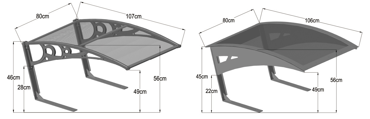 PC Window Door Canopy Awning , Waterproof Pergola Canopy 80x120cm 80x150cm