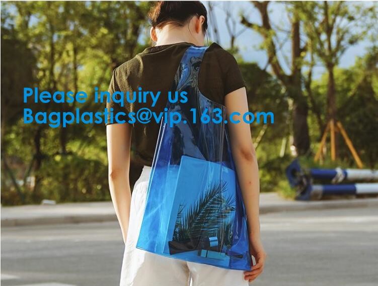 Women'S Clear Jelly Beach Bag Clear Transparent Pvc Shoulder Handbag Beach Shopping Swimming Durable Tote Bag