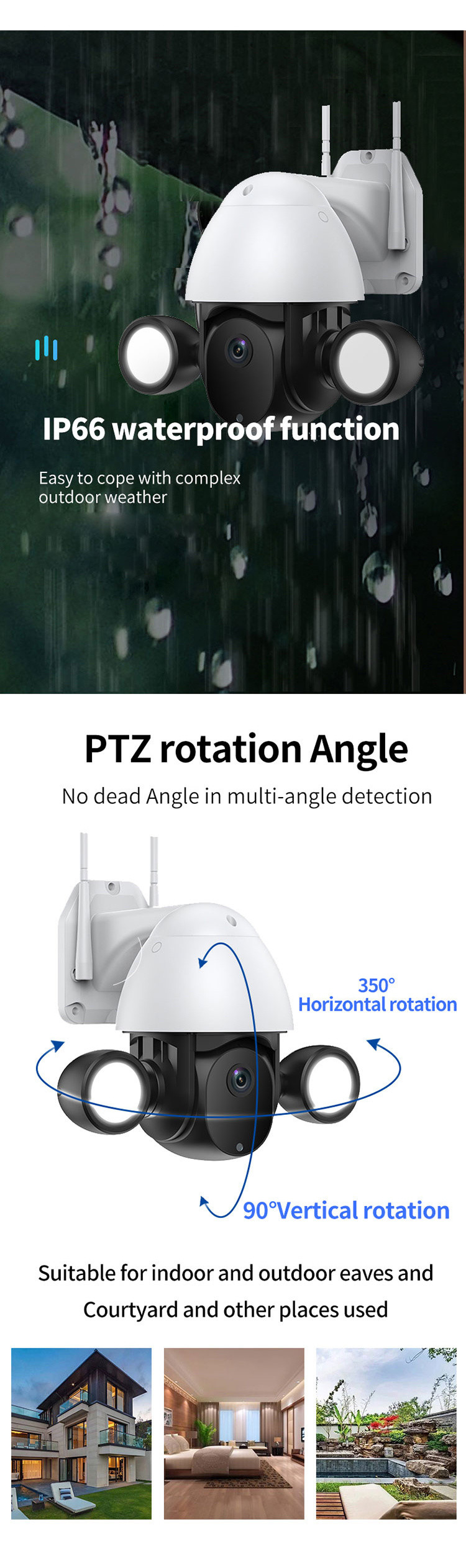 WIFI Floodlight Speed Dome with AI Human Detection Automatic Track Two-way Voice Full Color Night Vision camera