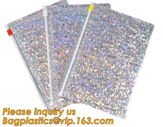 air mail metallic holographi rose gold bubble padded mailer / Zip lockkk bubble bag/ slider bubble bag,Holographic Factory
