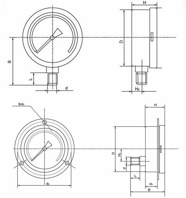 Aluminium Glycerine Freon Hydraulic Pressure Gauge 30mm /1.2"