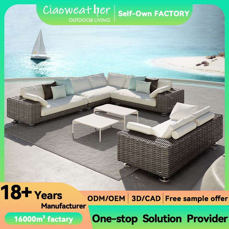 Modern Patio Furniture Aluminum Frame Garden Sofa Set for Outdoor Double Seating