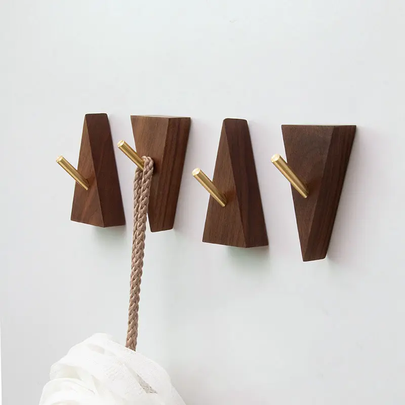 Wooden wall mounted rustic wooden hooks hang bathroom towel hangers