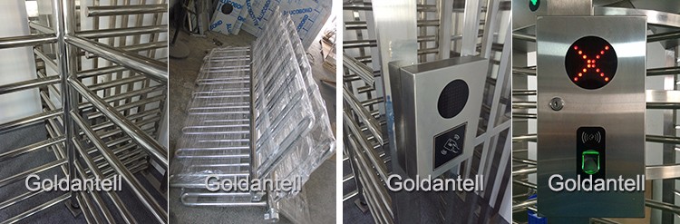 waterproof outdoor biometric electromagnetic entry access turnstile waist gate , cross poles barriers