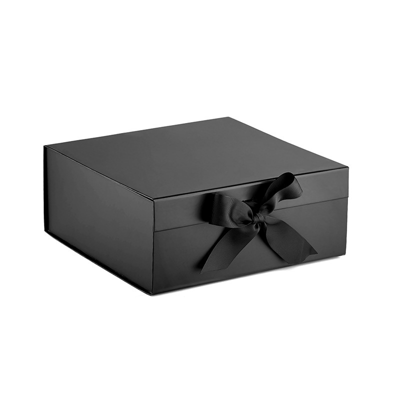 3-7layers Flower Packaging Boxes , Black Magnet Square Gift Box