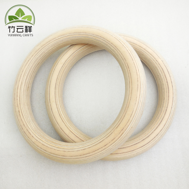 Wood Gymnastics Rings with Adjustable Cam Buckle Long Straps Exercise Rings Non-Slip Training Rings for Home Gym