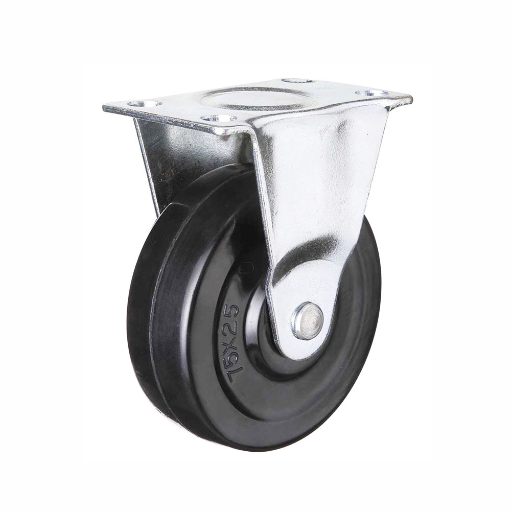 3 Inch Solid Rubber Caster Swivel Plate Black Wheel Casters For Small Trolley Carts