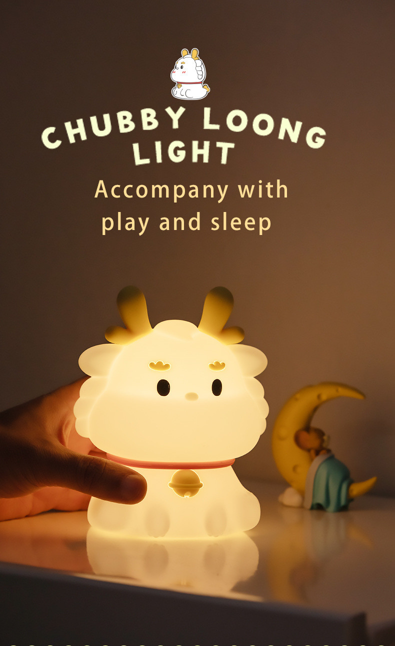 Smart Voice Light Dragon Charge With Sleeping Silicone Pat Creative Night Light Gift Colorful Atmosphere Light