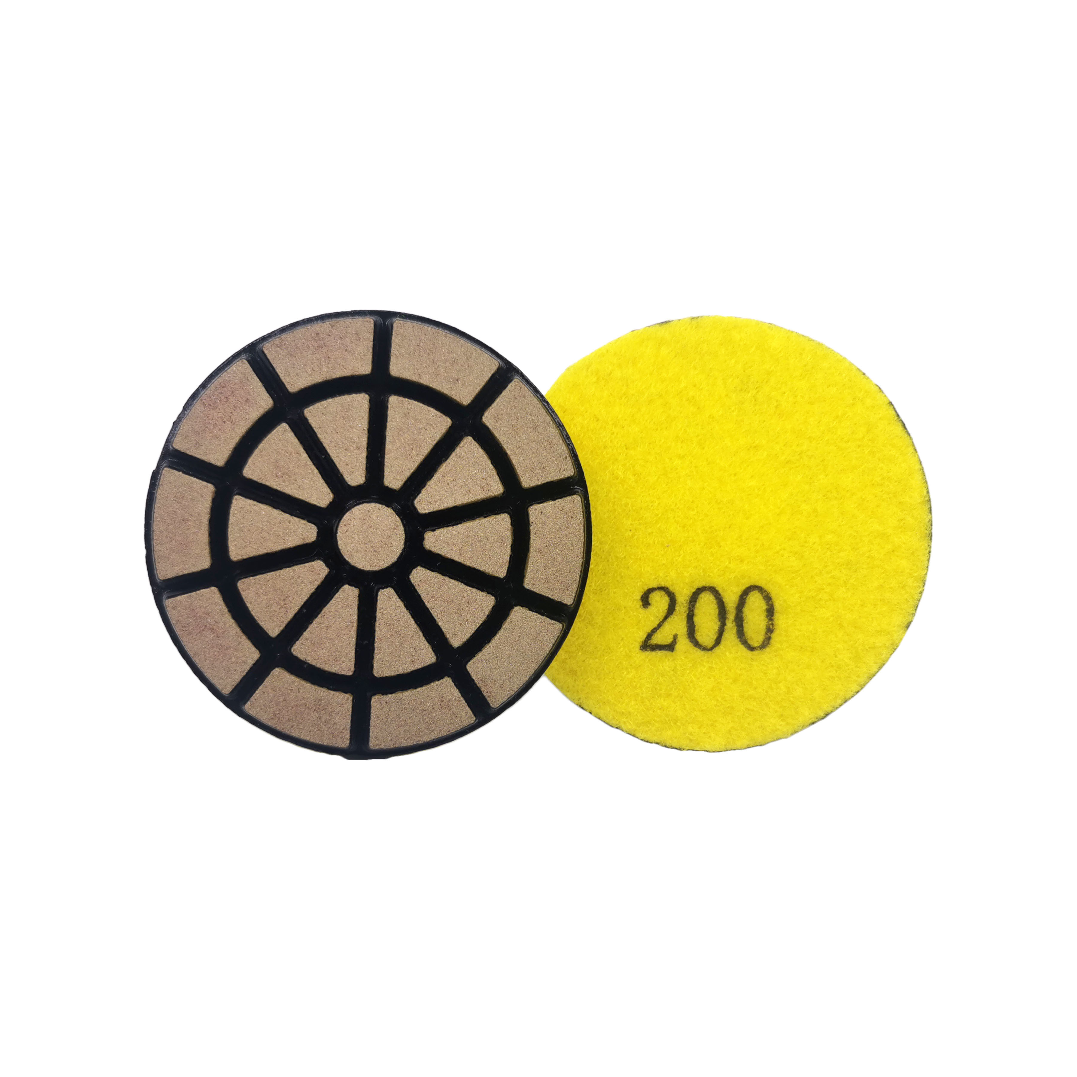 4 Inch ceramic bond transitional pucks & discs for concrete scratch removal from metal to resins.