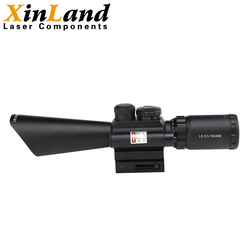 3.5-10X40 Tactical Rifle Scope With Red Laser Illuminated Mil Dot Reticle Fit 20mm