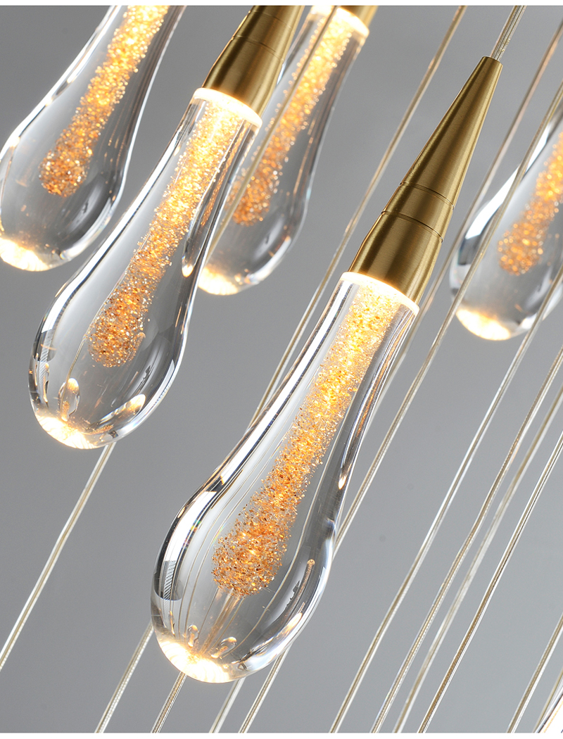 Long modern crystal chandelier for staircase luxury home decor nordic led pendant light(WH-NC-70)