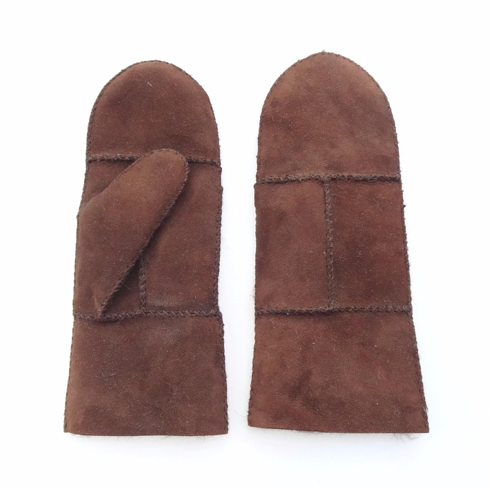 Double Face Lamb Fur Leather Mittens Women'S Gloves Dobby Style Soft Feeling