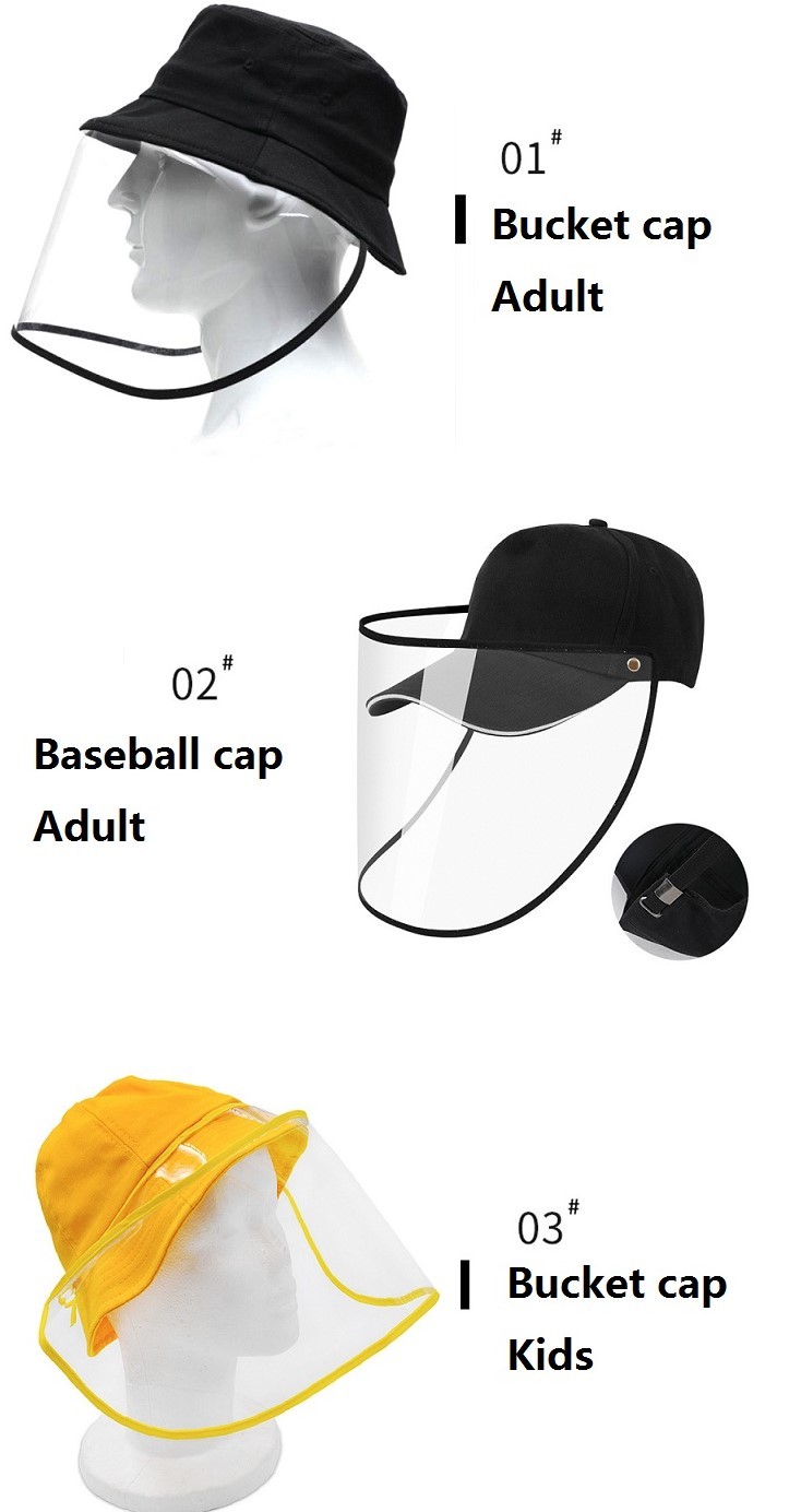 2020 New Faceshield FIsherman Cap Outdoor Anti Droplets Protective Hat Transparent Full Face Shield Hat