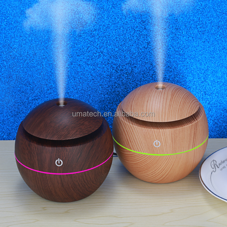 Other Function Portable Mini Ultrasonic USB 130ML Wood Grain Humidifier with Led Light