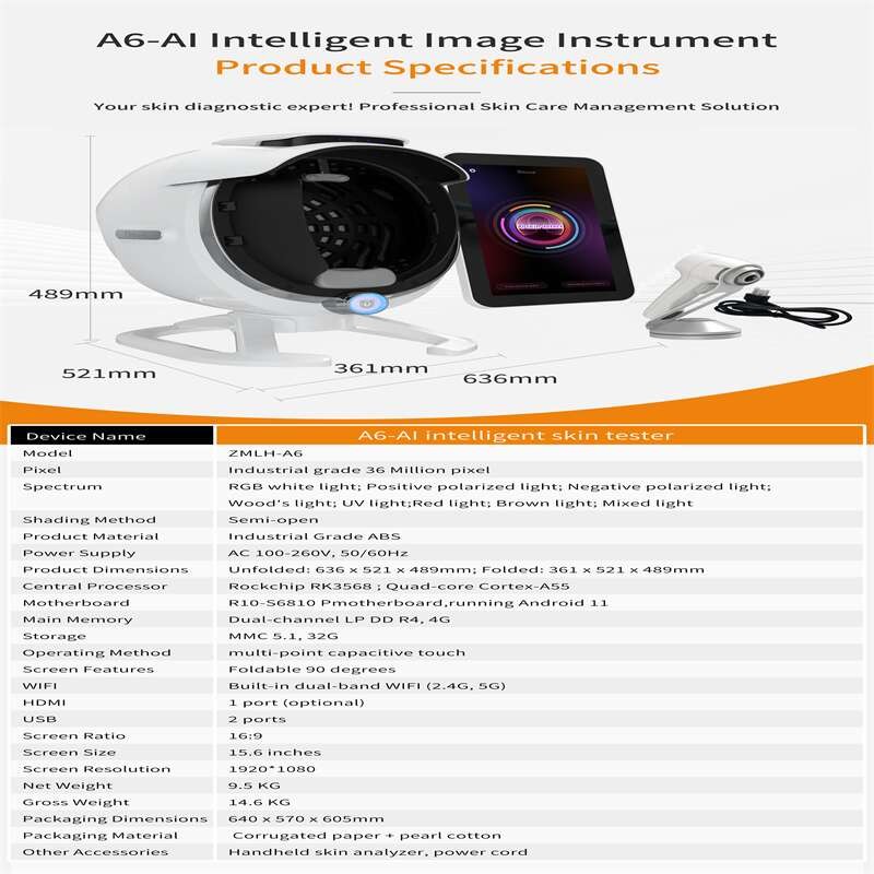 2000W USB 2.0 Port Skin Analysis Machine 7200K Skin Analyzer Device With Magnifier