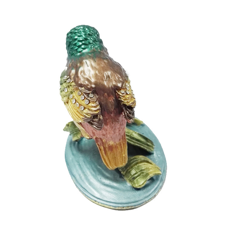 Top sale bird shaped metal jewelry box bird enamel trinket boxes