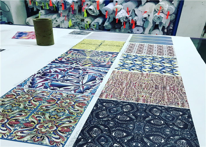 Paper Print Warp Knitted Recycled Polyester Fabric 4 Way Stretch 180gsm