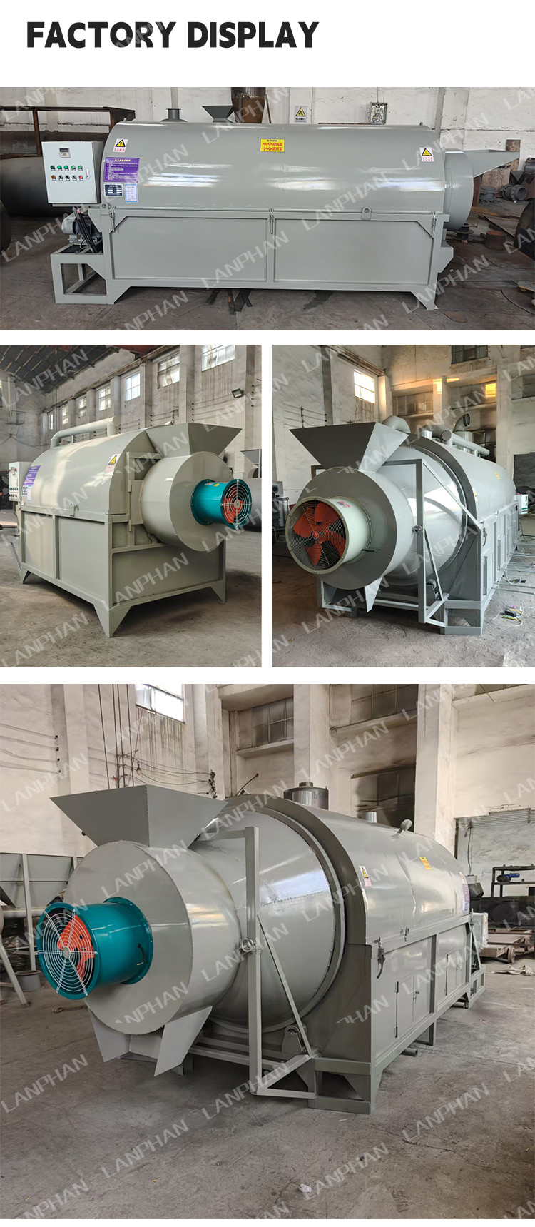Roller Drying Machine Industrial Agricultural Fields , Fruit Hulls , Crops Drum Dryer Equipment
