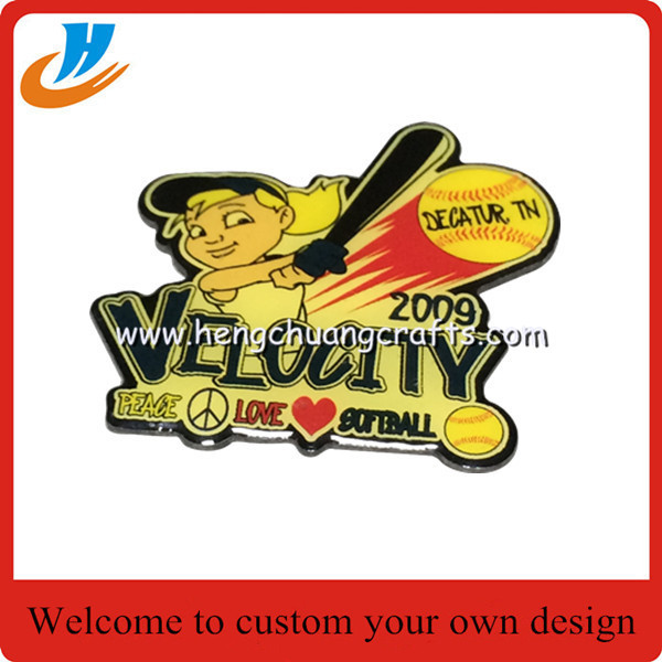 LED flash baseball lapel pin/US baseball metal pin with LED on back
