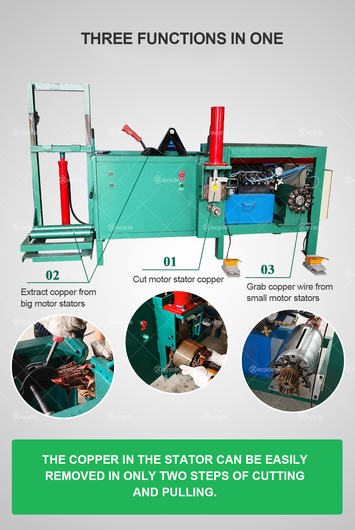 Standard Electric Waste Motor Winding Wire Stripping Rotor Stator Recycling Machines