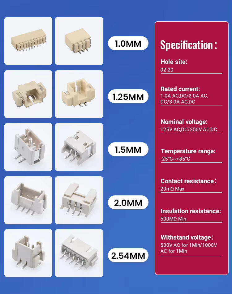 1.0mm Wafer Socket Horizontal Vertical Buckle Patch Pin Holder High-Temperature Resistant Phosphor Bronze Connector