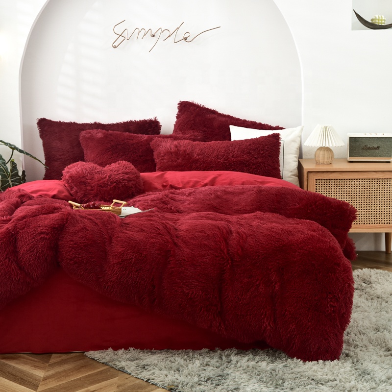 Handmade Pink Bedding Plush Quilt Set with Super Soft Artificial Velvet and Fluffy Cover
