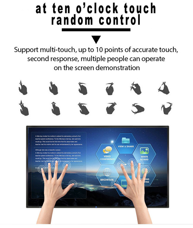 UHD IPS Interactive Digital Blackboard 55 Inch Touch Screen For Education