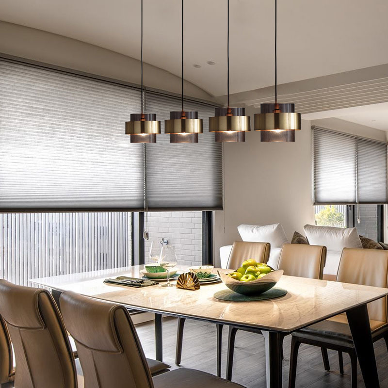 Nordic bronze and smoky grey simple glass pendant light for living room