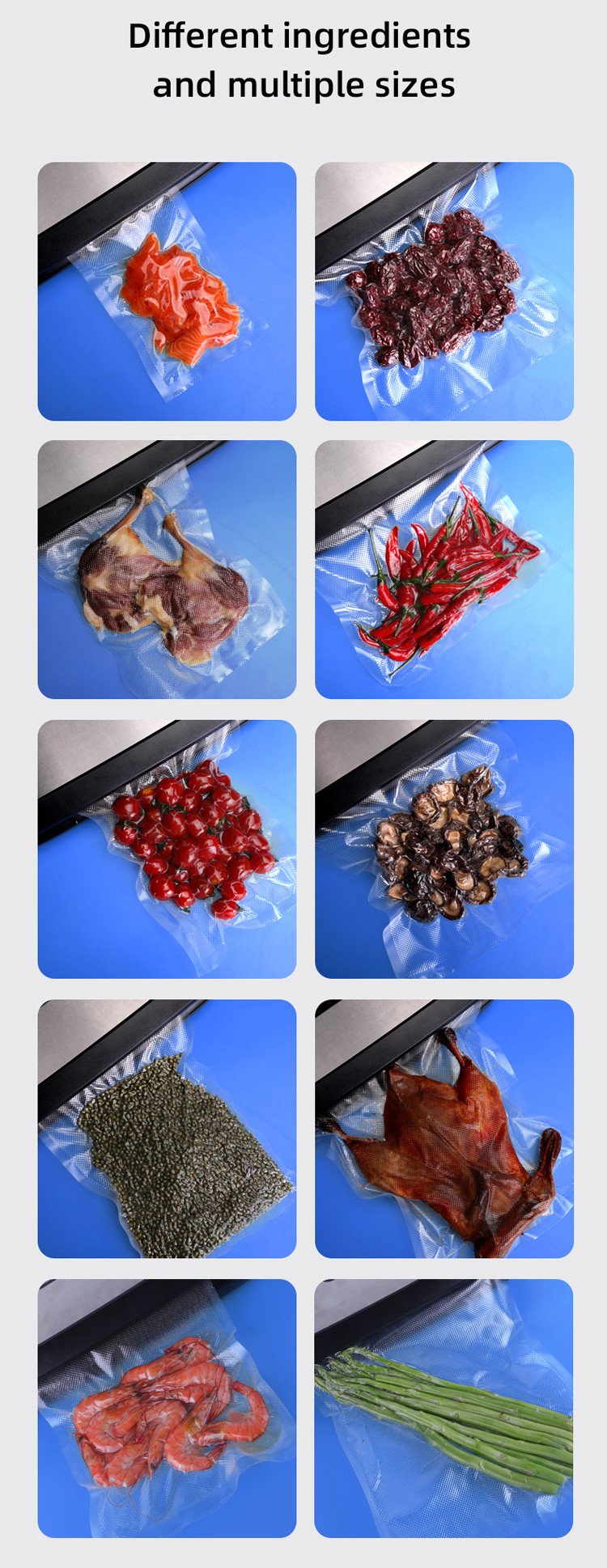 5mil Flat Food Vacuum Sealer Bags 6x10 Inches 15.2 X 25.4 Cm For Food Preservation
