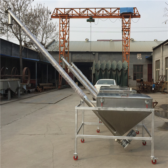 Stainless Steel Inclined Screw Conveyor With Hopper Healthy Food Transimission
