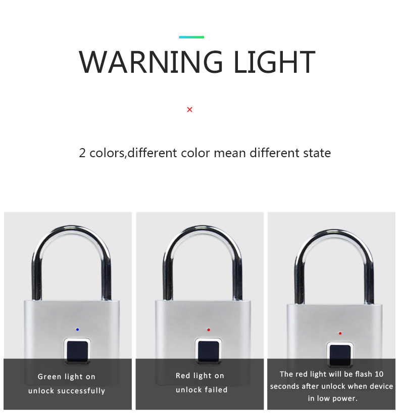 10 fingerprints Rainproof Smart fingerprint padlock