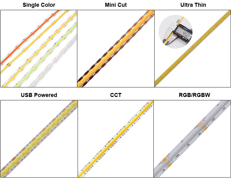 IP20 Rgbw Rgb Cob Led Strip Light 12V 24V Pixel Flexible Emitting Addressable Cob led strip