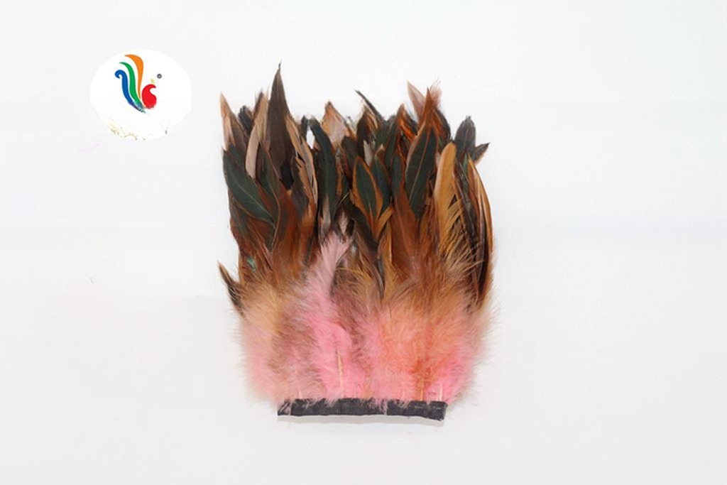 6-8inch Party Decoration Rooster Coque Feather Fringe Trim with Satin Ribbon Tapes