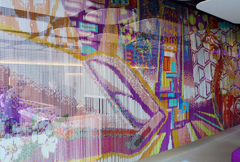 Baking Varnish Metal Mesh Curtain 1mm Frame Design Hanging Lightweight Huge Aluminum