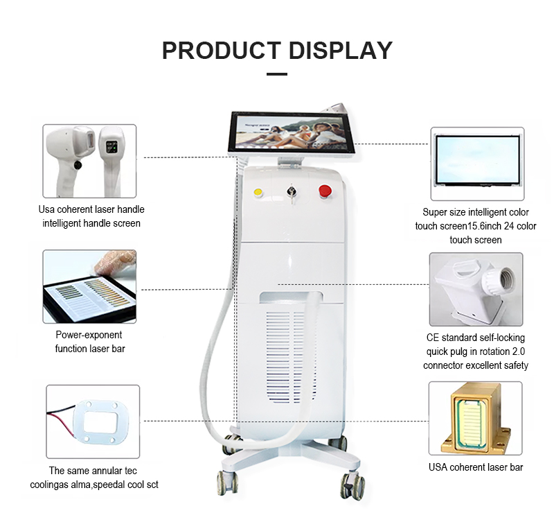 Removal Permanent Hair Diode Laser Machine 755Nm 1064Nm 755 808