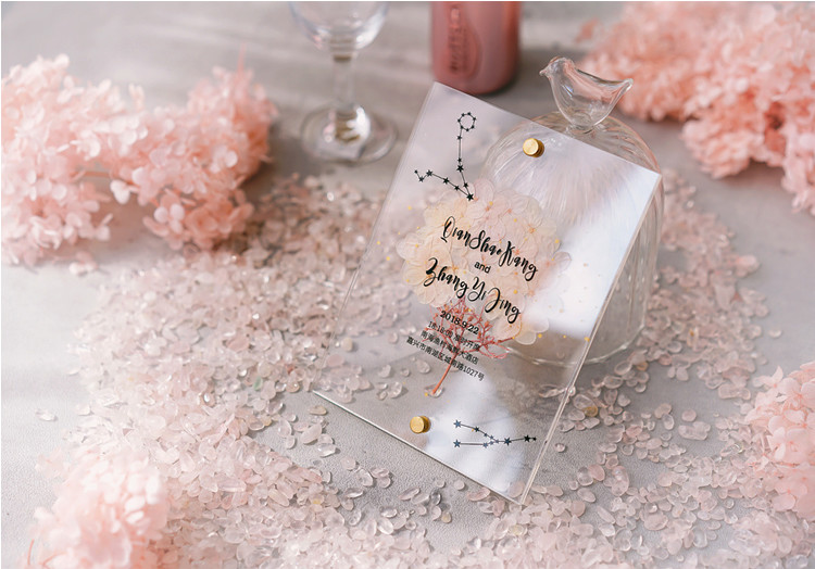 acrylic invitation magnetic wedding and envelope card double layers flower
