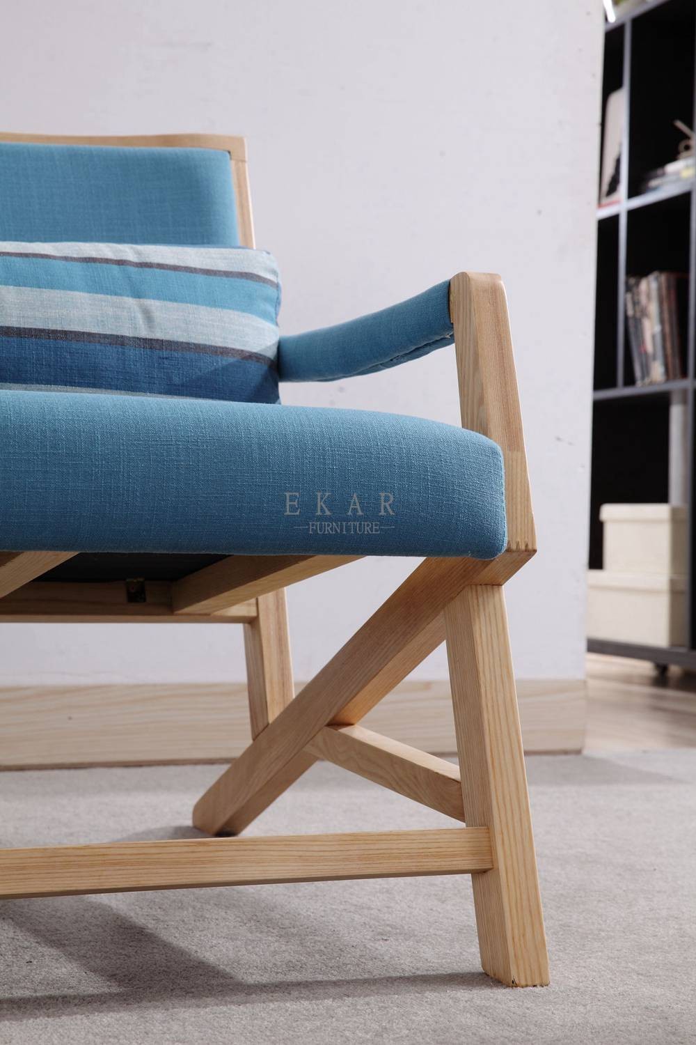 Ash Solid Wood Fabric Leisure Chair Living Room