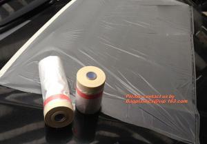  43.3 inch roll Plastic Pre-taped Masking Film, Drop cloth, masker roll for Car Paint, plasti dip masking, auto paint ove Manufactures
