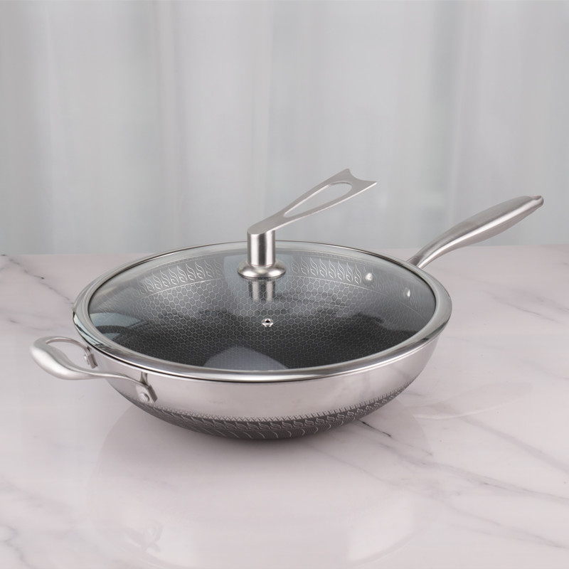Long Service Life Non Stick 32cm Frying Pan Stainless Steel Material