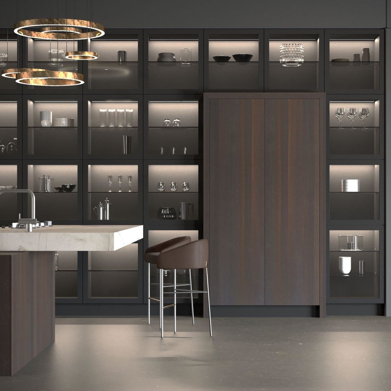Automatic Interior Design Hotel Home Melamine Smart Kitchen Cabinet