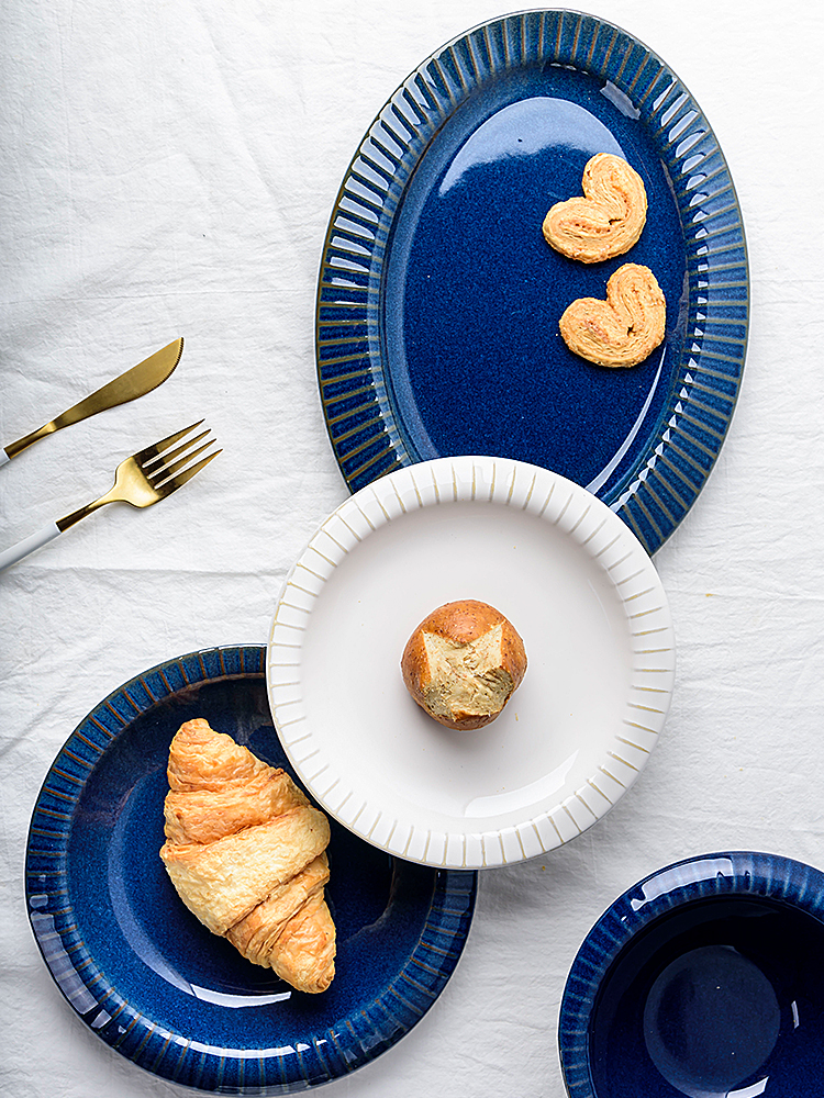 Sustainable 2023 Kiln Blue Porcelain Dinner Sets for Restaurant Dining Experience