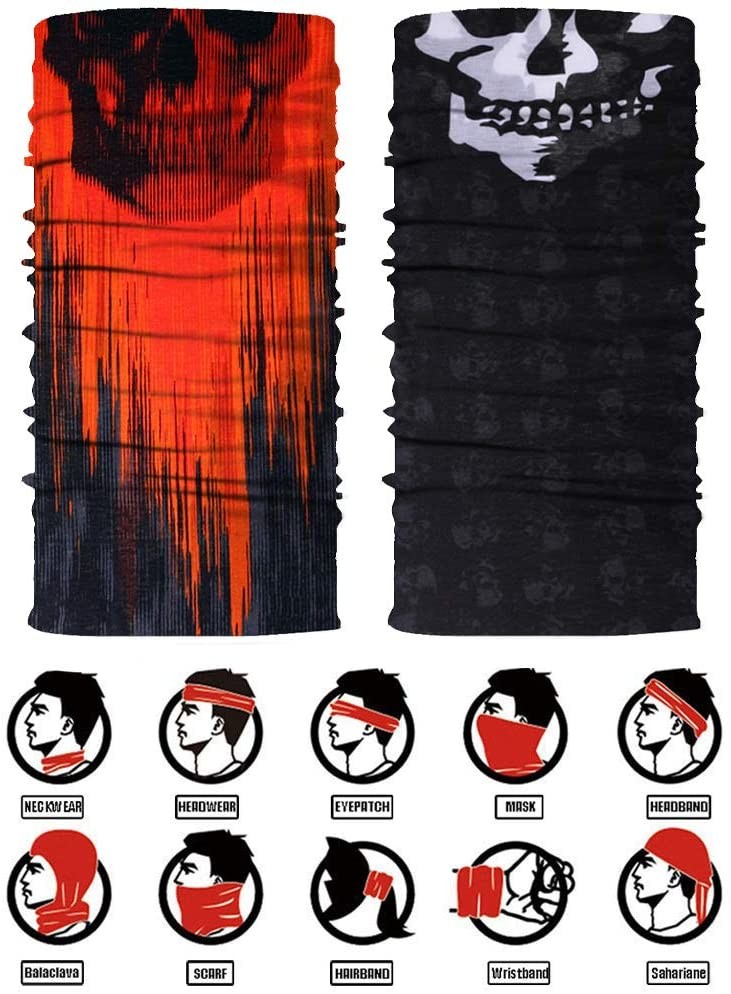 Women Outfit Print Headbands Skeleton Neck Tube Bandanas