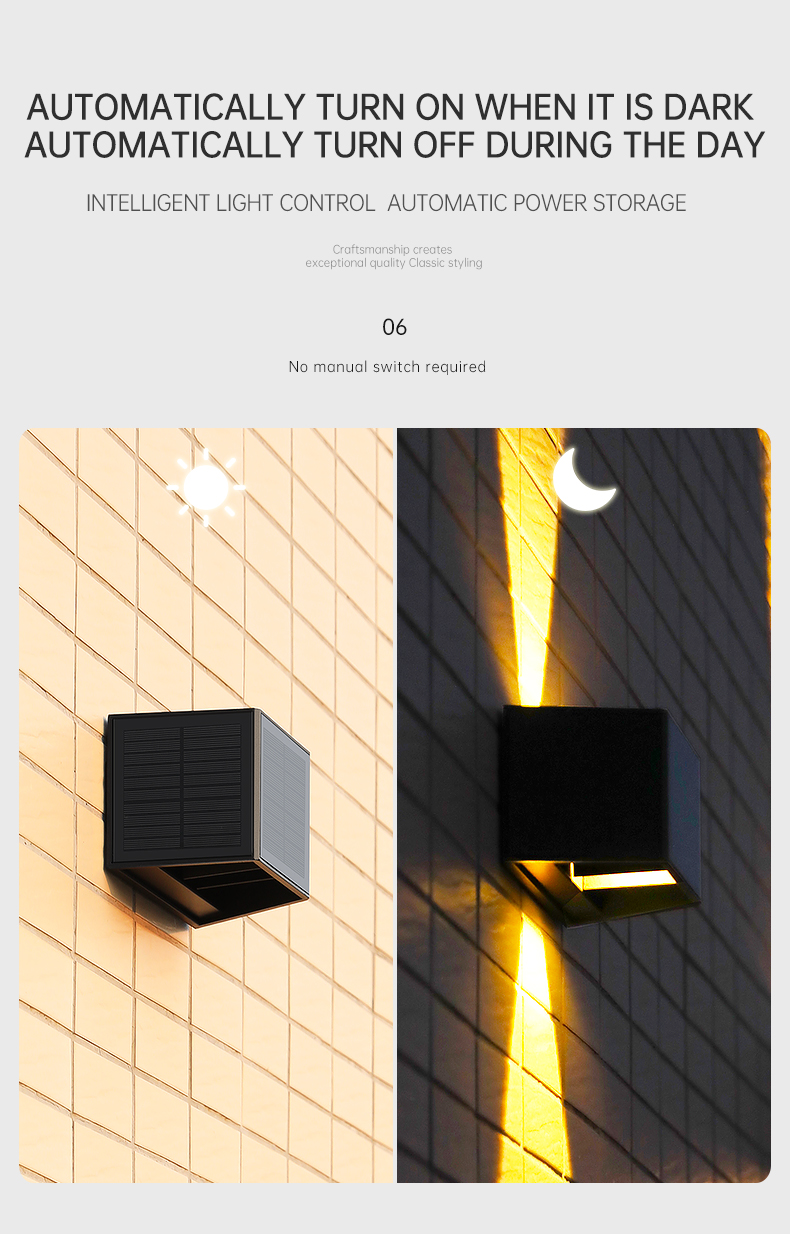 Dusk to Dawn 3.7V 1300mAh Wall Mounted Solar Light Up And Down outdoor lamp