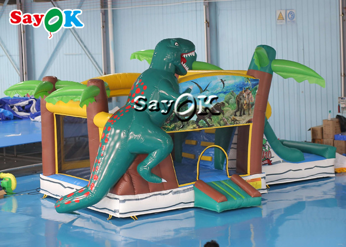 Jurassic Dinosaur Inflatable Bounce House Water Slide For Kids Playground